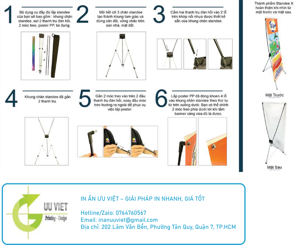 Cách lắp standee chữ X